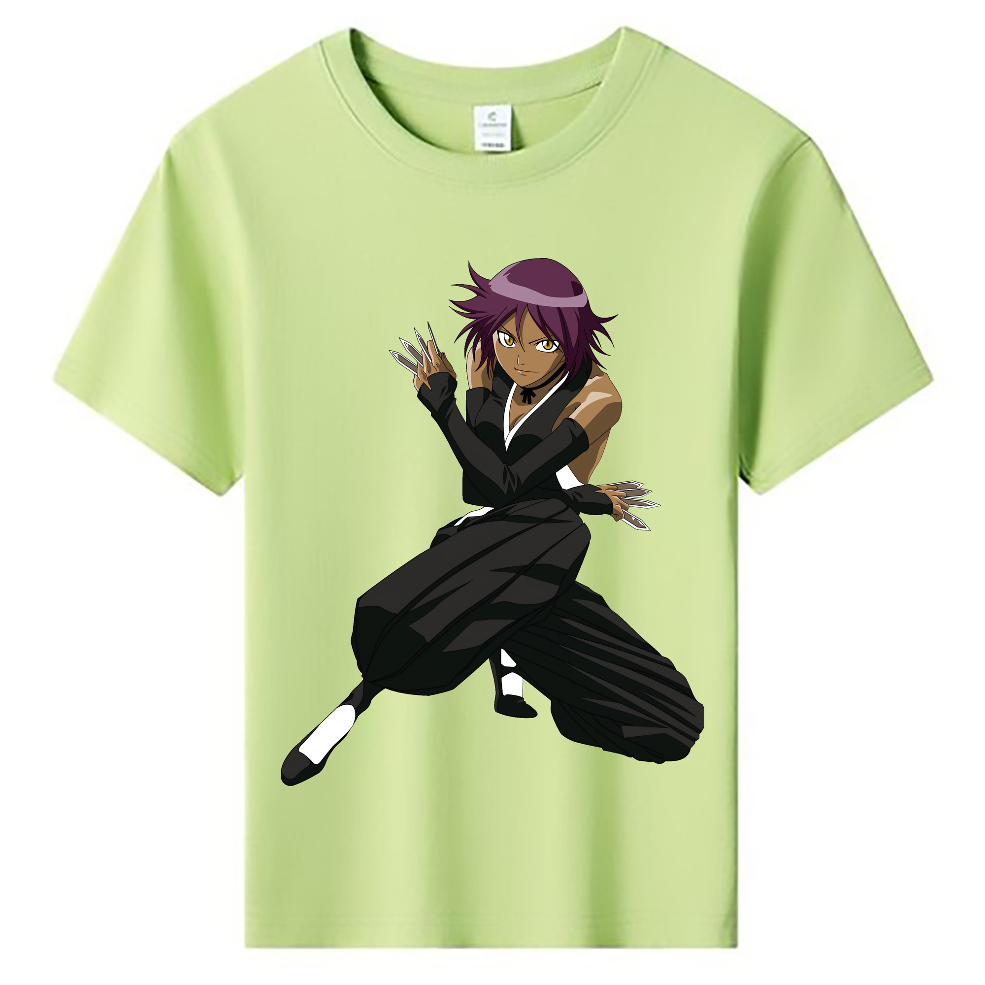 （画像用） ブリーチ 四楓院 夜一（しほういん よるいち） BLEACH Shihouin Yoruichi 綿100％キッズTシャツ（フロントプリント）